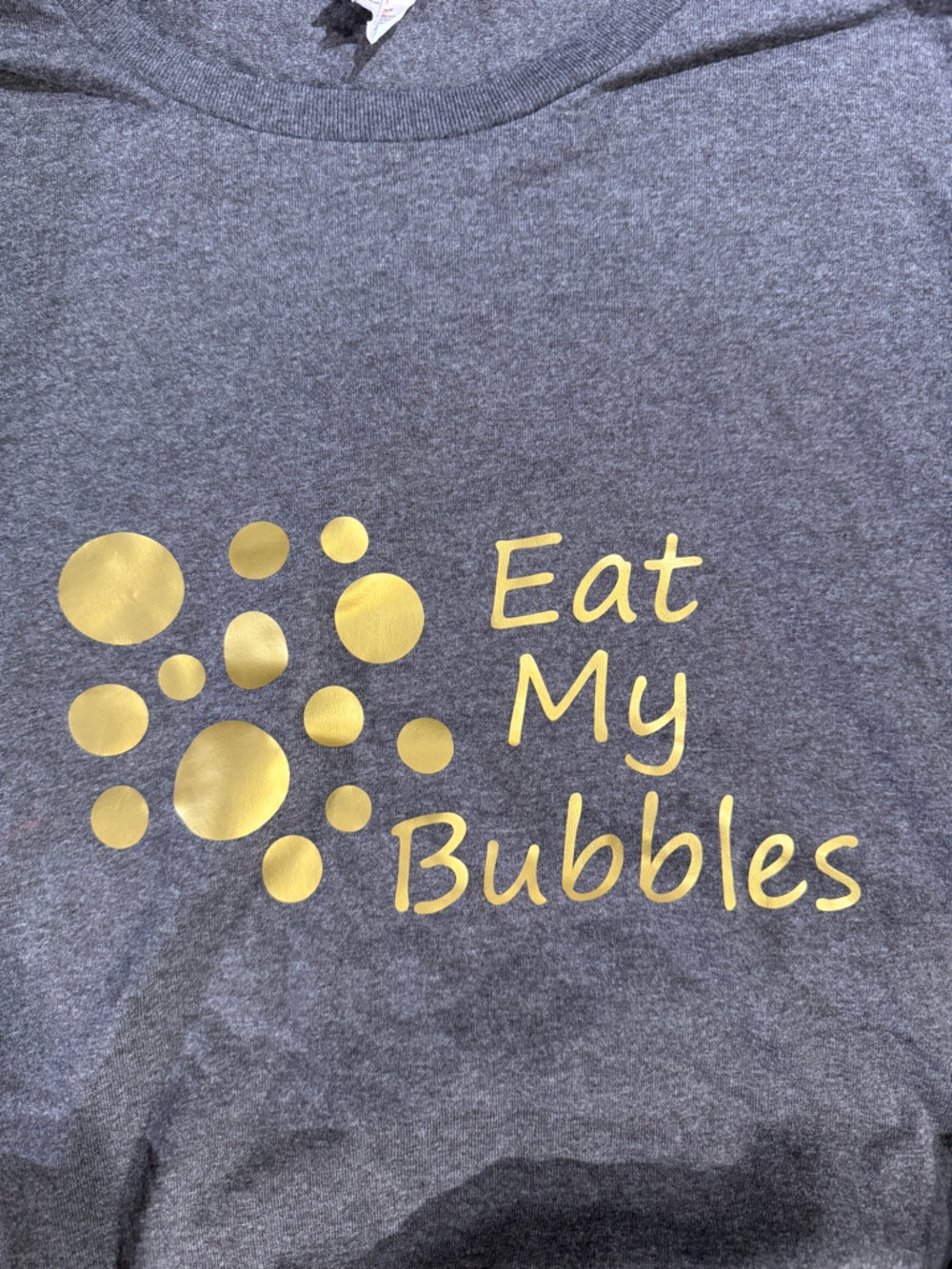 Hanes Heathered Grey Tee with 'Eat My Bubbles' Graphic - Picture 3 of 3